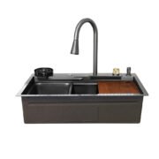Waterfall Workstation Kitchen Sink with Cup Washer - Image 3