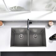 32" Workstation Under Mount 50/50 Double Bowl Kitchen Sink with Strainer - Image 7