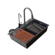 Waterfall Workstation Kitchen Sink with Cup Washer - Image 5
