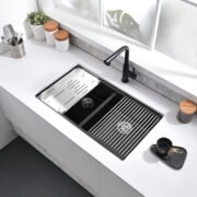 32" Workstation Under Mount 50/50 Double Bowl Kitchen Sink with Strainer