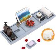 Bathtub Wood Caddy - BTWT-Wood/Grey/White - Image 3