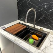 Waterfall Workstation Kitchen Sink with Cup Washer