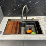 Waterfall Workstation Kitchen Sink with Cup Washer - Image 2