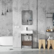 European Single Bathroom Vanity with Ceramic Vanity Top