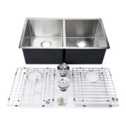33" Mission Undermount Kitchen Sink-16G Double Bowls