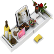 Bathtub Wood Caddy - BTWT-Wood/Grey/White - Image 2