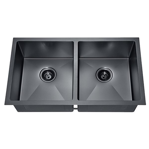 32" Black Double Stainless Steel -Nano Coated PVD Sink - ES-3218-10D-BLK
