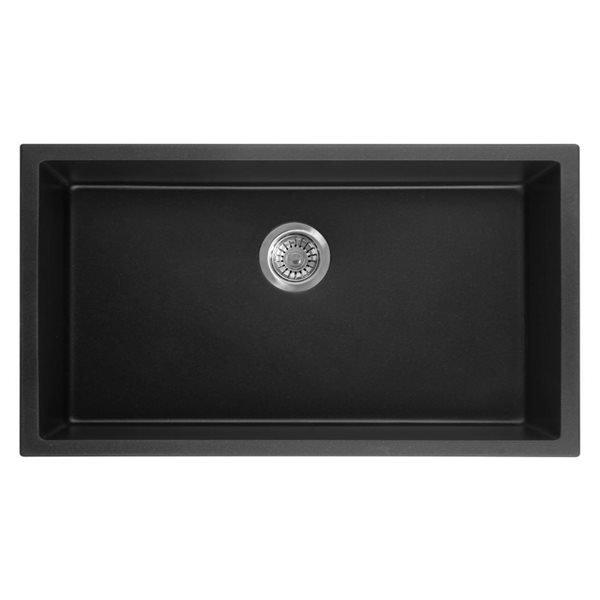 32 " Black Single Quartz undermount Sink - ES-3218-9S-QTZ-B