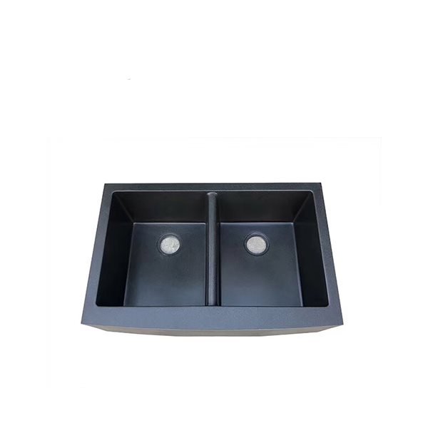 32 " Black Double Quartz Farmhouse Apron Sink - ES-3220-10D-QTZ-AP