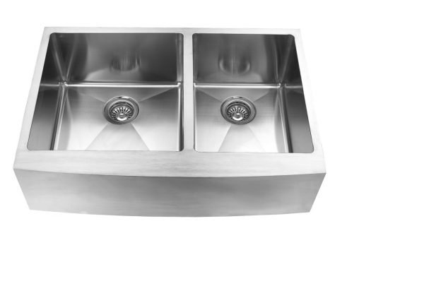 Farmhouse/Apron Double Kitchen Sink - 33"- Stainless Steel - ES-3320-10BL-RD-AP