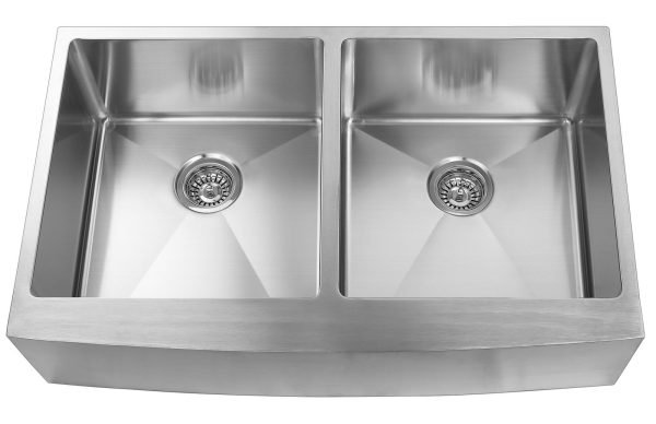 Farmhouse/Apron Double Kitchen Sink - 36" - Stainless Steel - ES-3620-10D-RD-AP