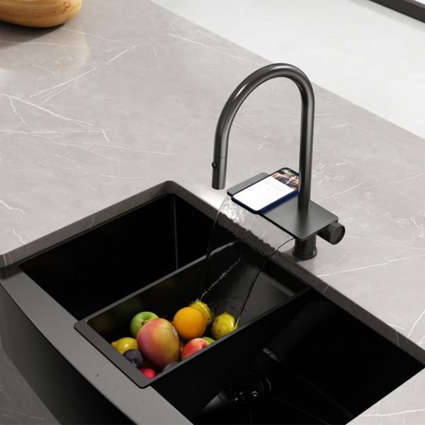 TIFFANY Single Handle Pull-down Spray; Waterfall Kitchen Faucet