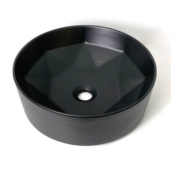 Matte Black Ceramic Round Vessel Sink - VSK421