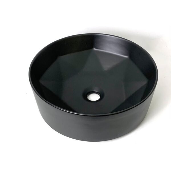 Matte Black Ceramic Round Vessel Sink - VSK421