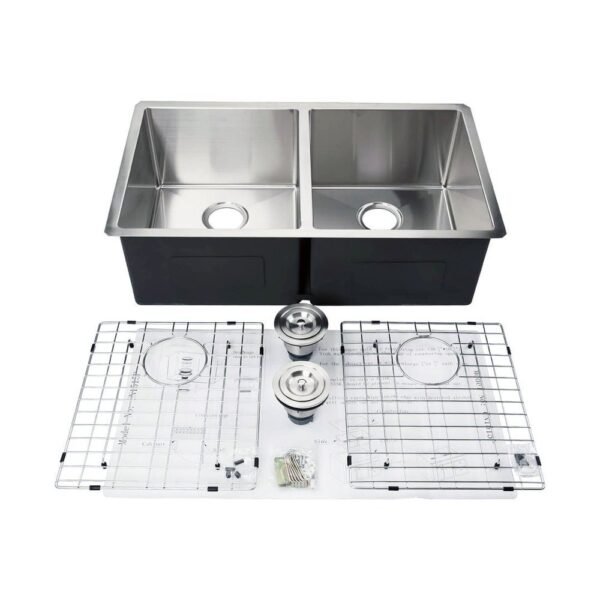 33" Mission Undermount Kitchen Sink-16G Double Bowls - UN1515